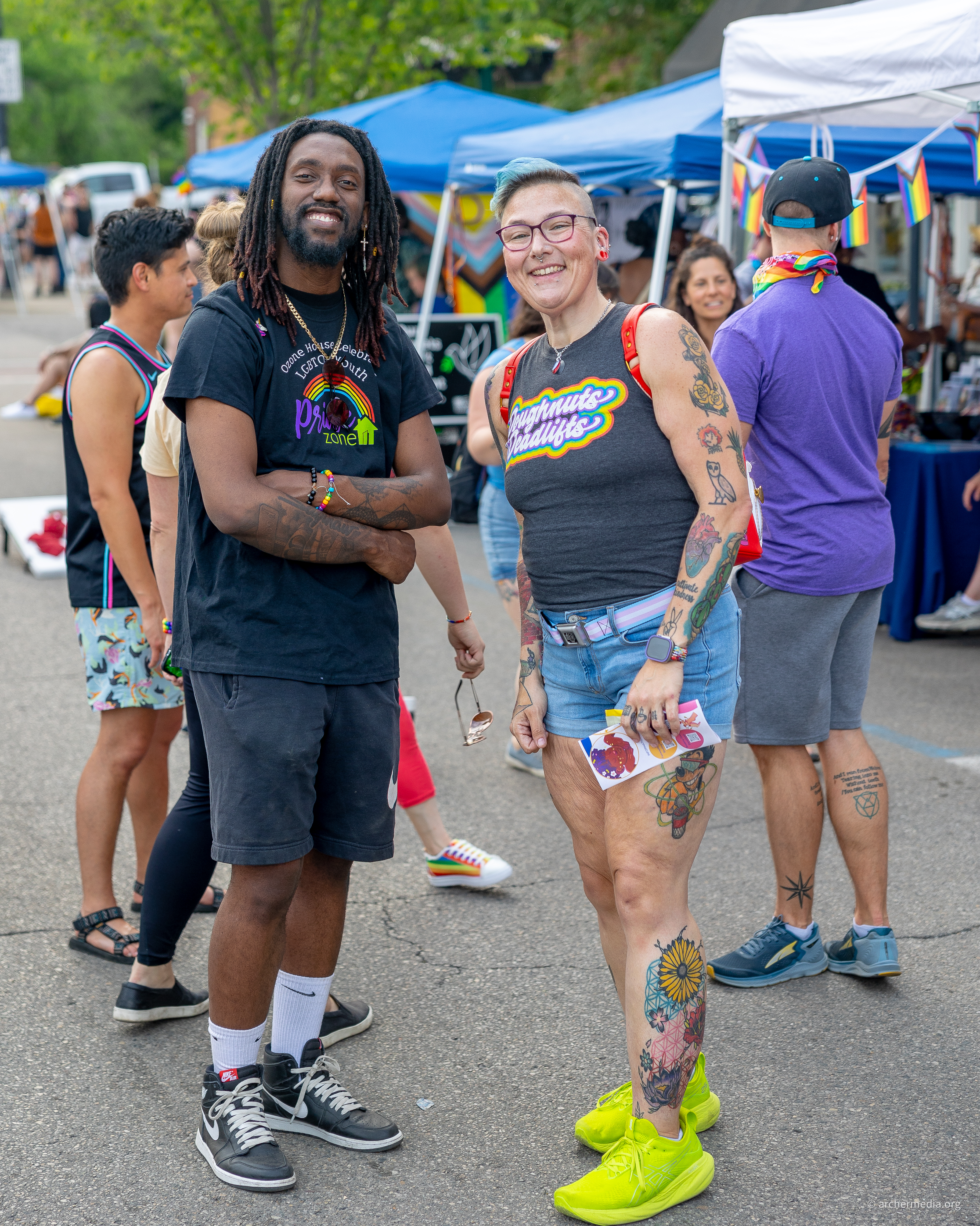 Neighbors at a summer street celebration